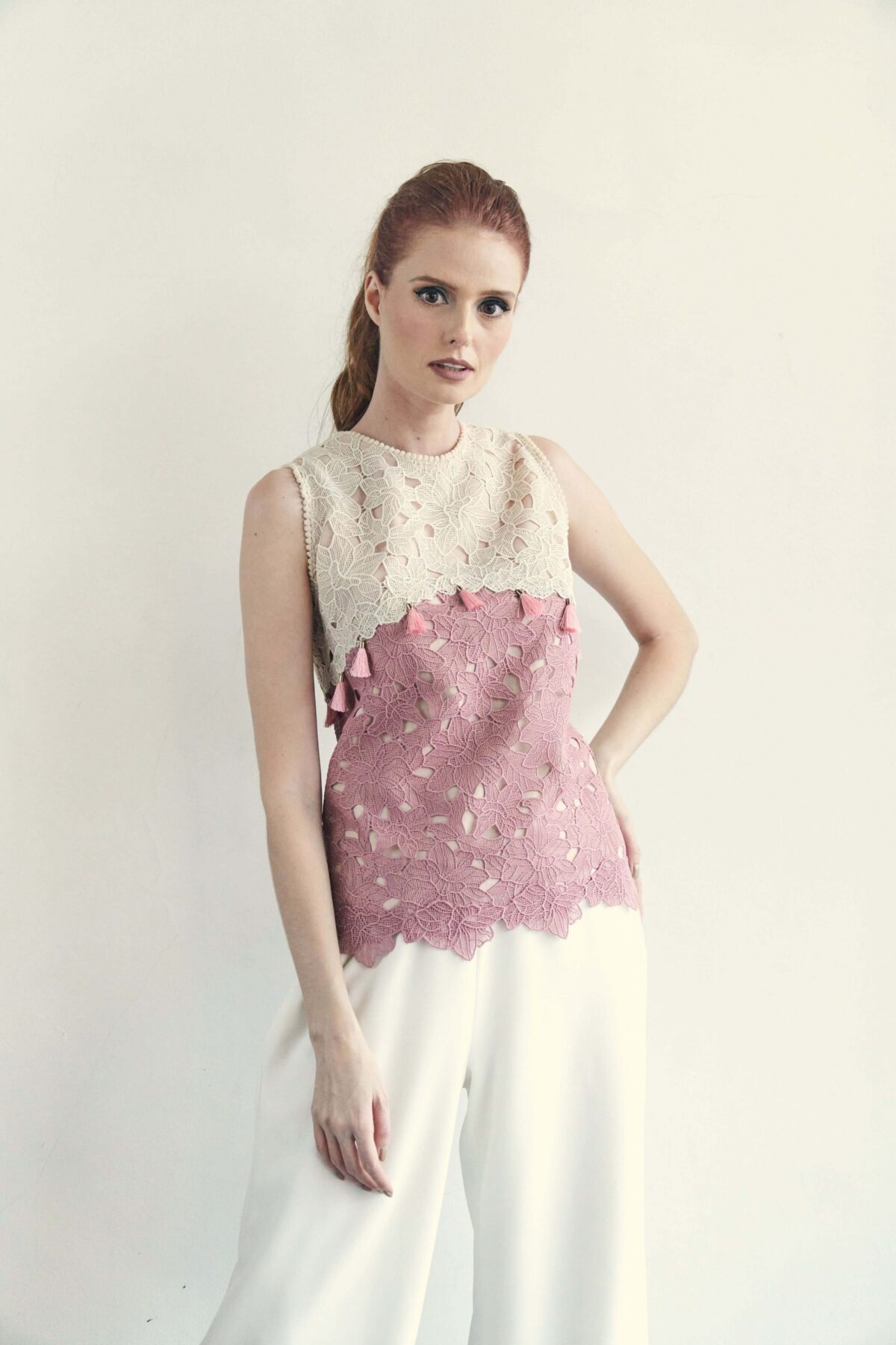 Auden in cream and dusty pink