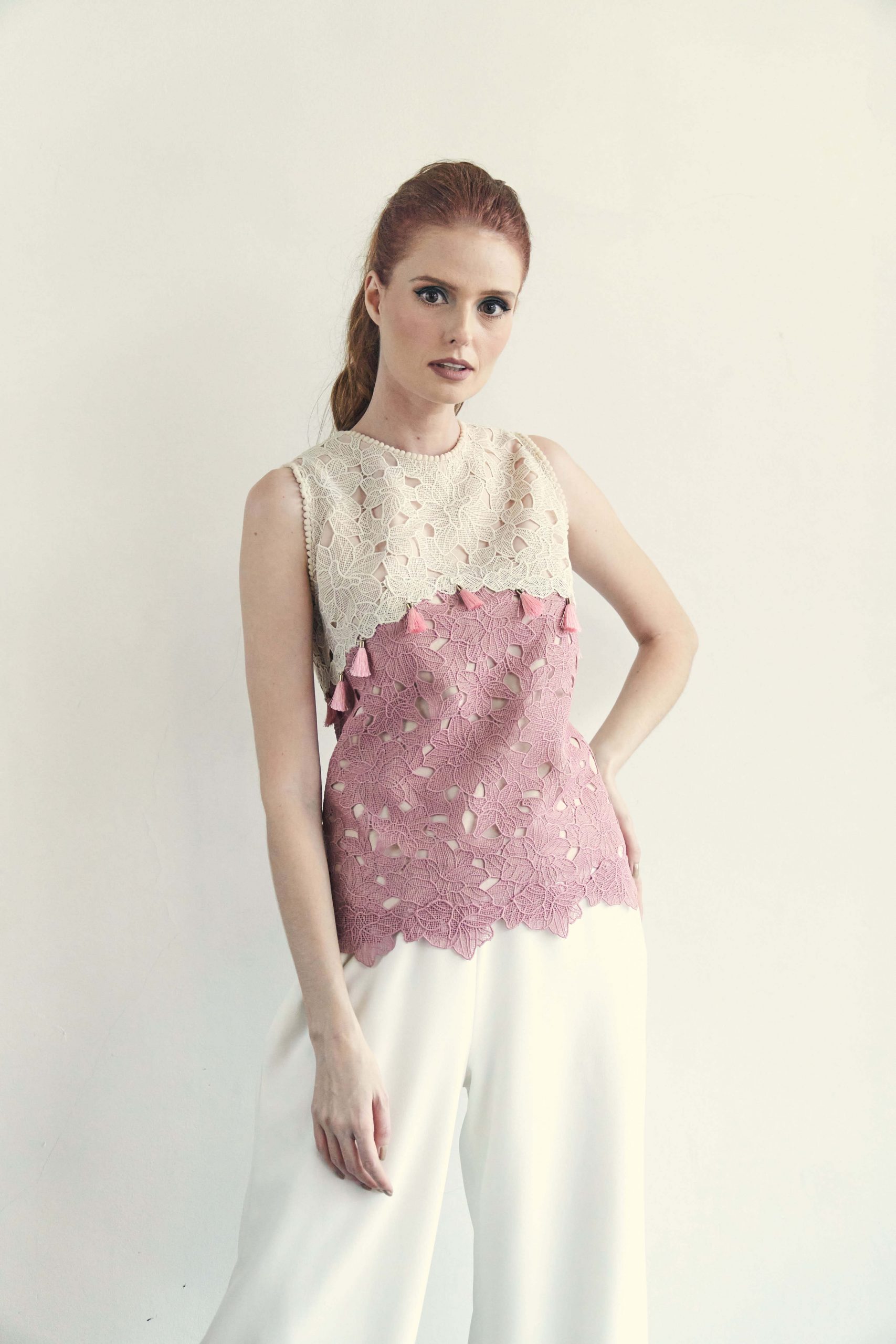 Auden in cream and dusty pink