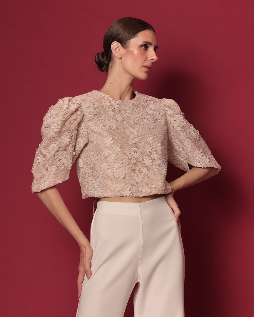 Kai in Blush Floral Lace Mesh